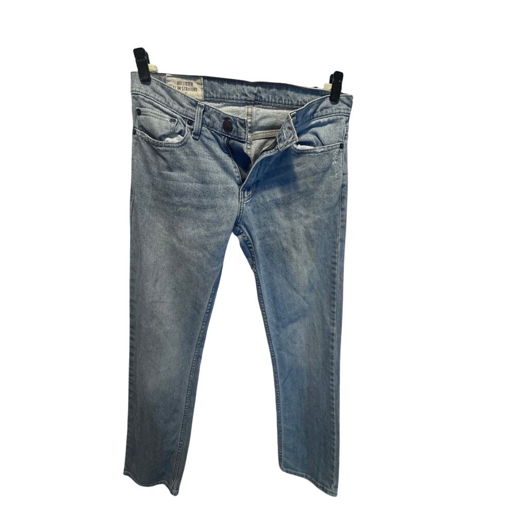 Y2K Hollister Slim Straight Jeans Mens 31x32 Light Wash Blue Denim Distressed